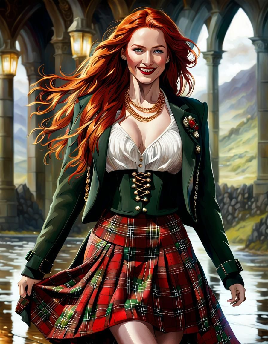 Stunning Scottish Woman in Highlands Digital Painting