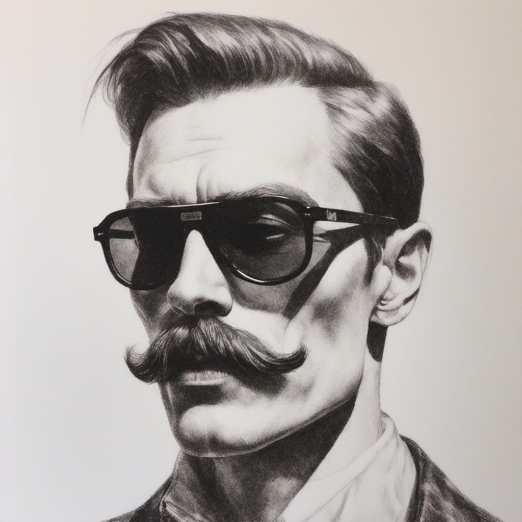 Black and White Drawing in Tom of Finland Style