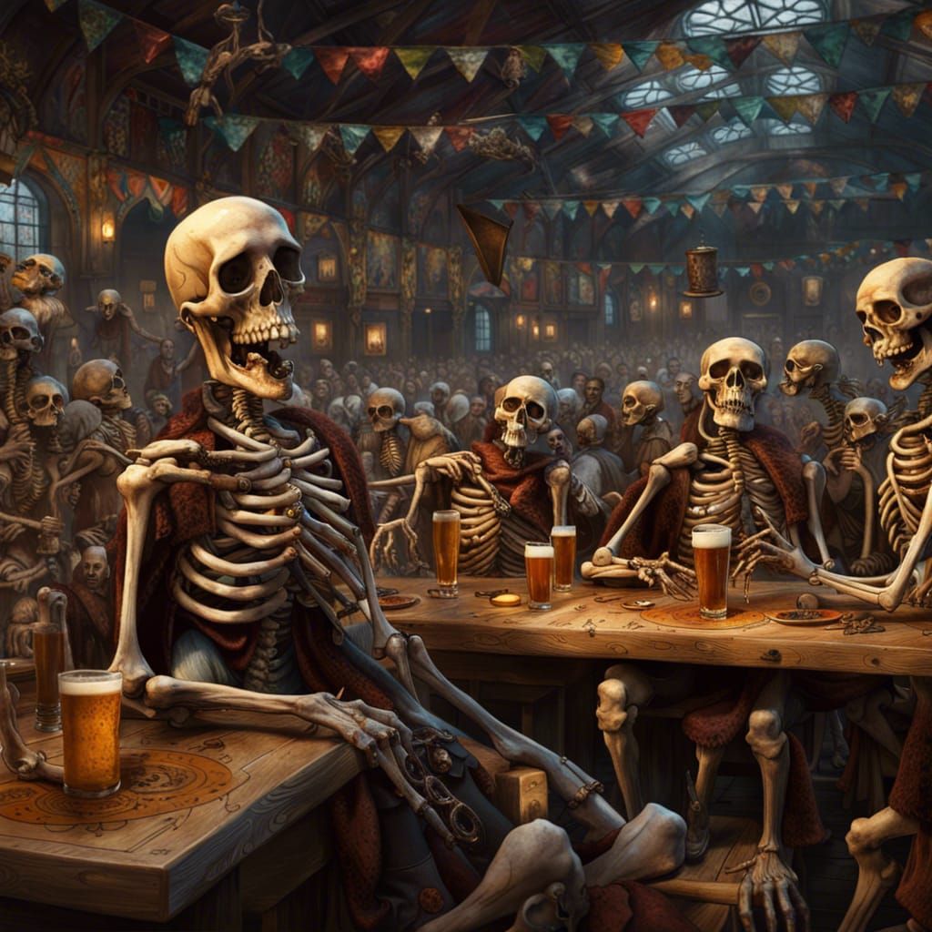 Skeletal Oktoberfest Celebration in Fantasycore Style