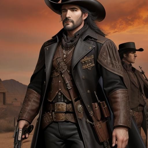 Steampunk Gunslinger in the Wild West