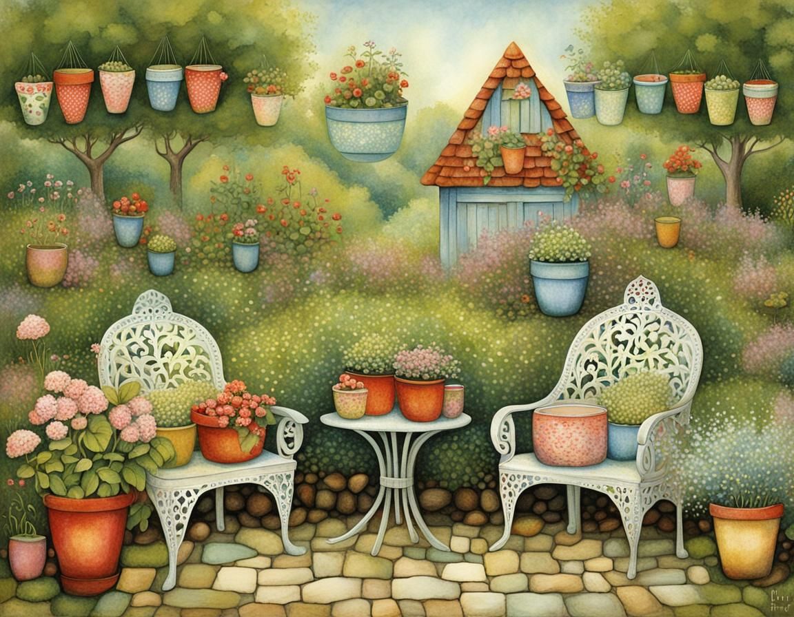 Charming Garden Seating Area in Storybook Style