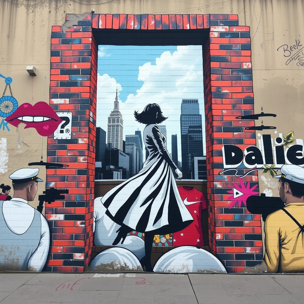 Mind-Bending Mural: Woman Walks Through Brick Wall