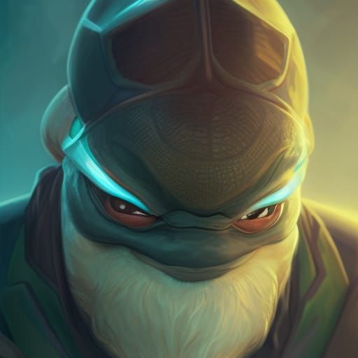 Hyperdetailed Ninja Turtle Portrait in Volumetric Lighting