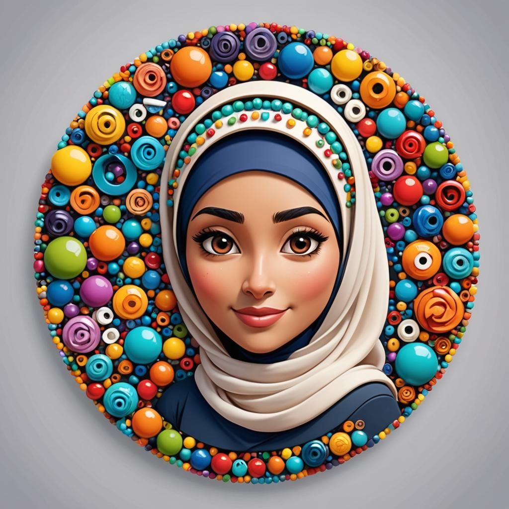 Energetic Girl with Hijab in 3D Disney Pixar Style