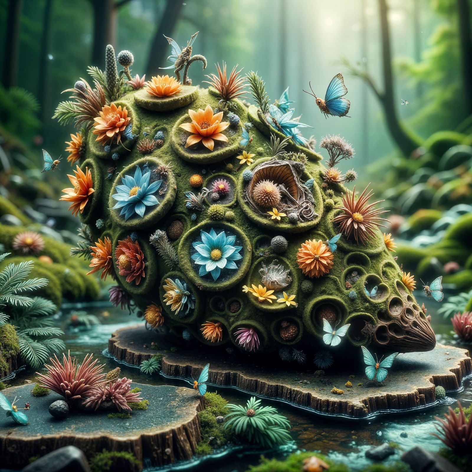 Fairies' Geodesic Home in Hyperreal Style