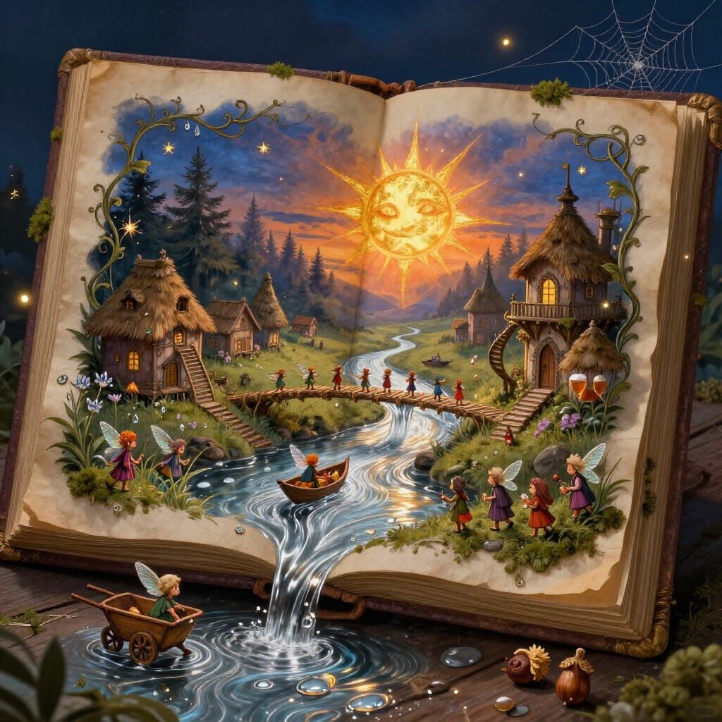 Miniature World of Wonder Within a Glowing Ancient Book