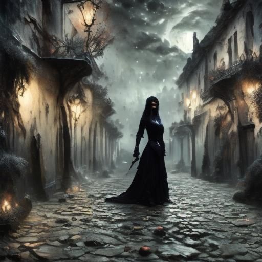 Noir Vampire Stalking in Moonlight: Cinematic Horror