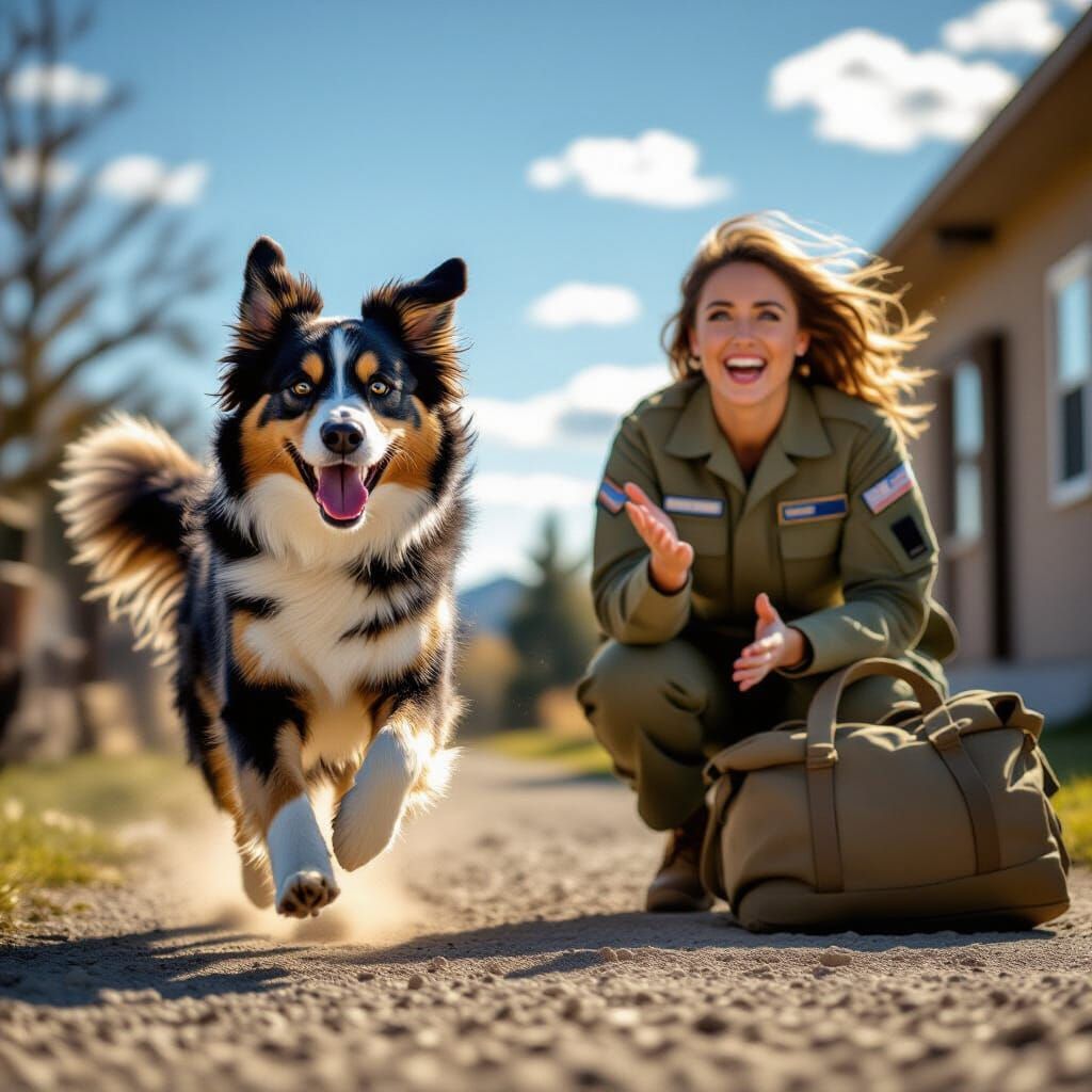 Joyful Dog Greets Returning Air Force Woman