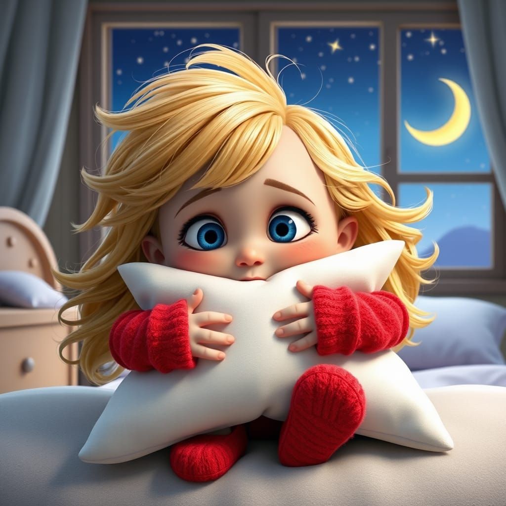 Toddler's Nighttime Fear: Pixar-Style 3D Render