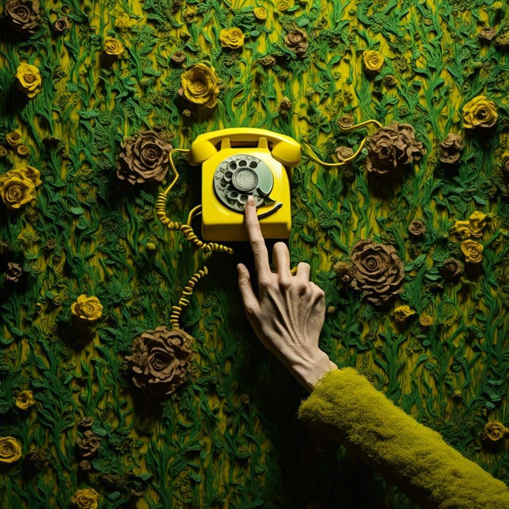 Withered Hand Reaching for a Yellow Phone