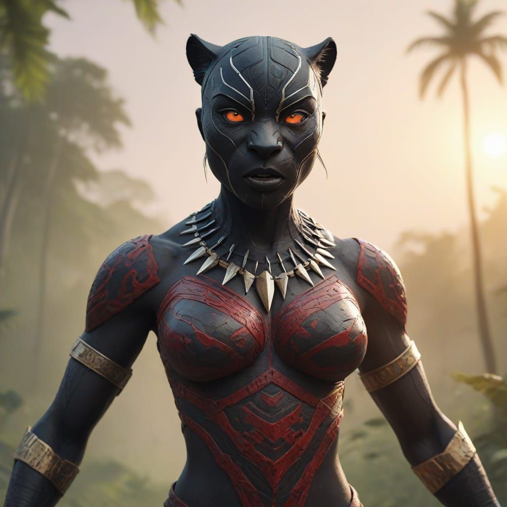 Majestic Black Panther Goddess Unleashes Jungle Fury