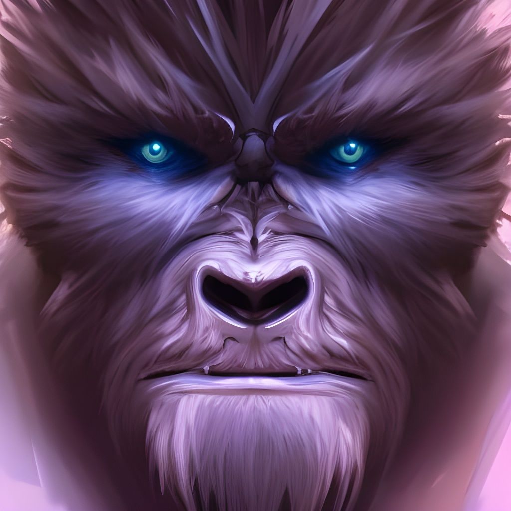 Demonic Yeti Portrait in Hyperdetailed Style