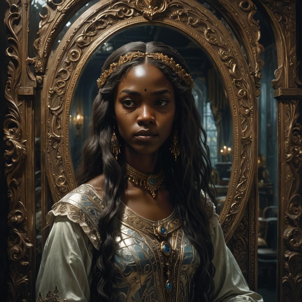 Haunting Reflection: Woman and Ghastly Figure in Mirror