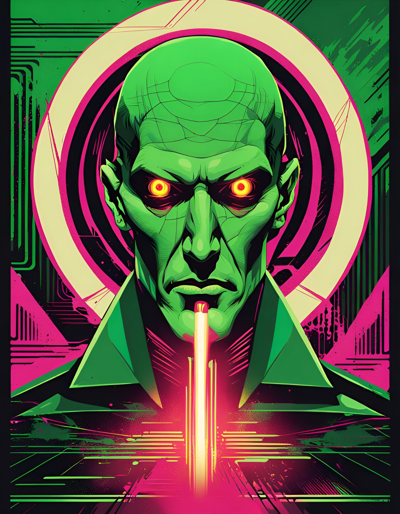 Cyberpunk Dracula with Spiral Eyes in Pop Art Style