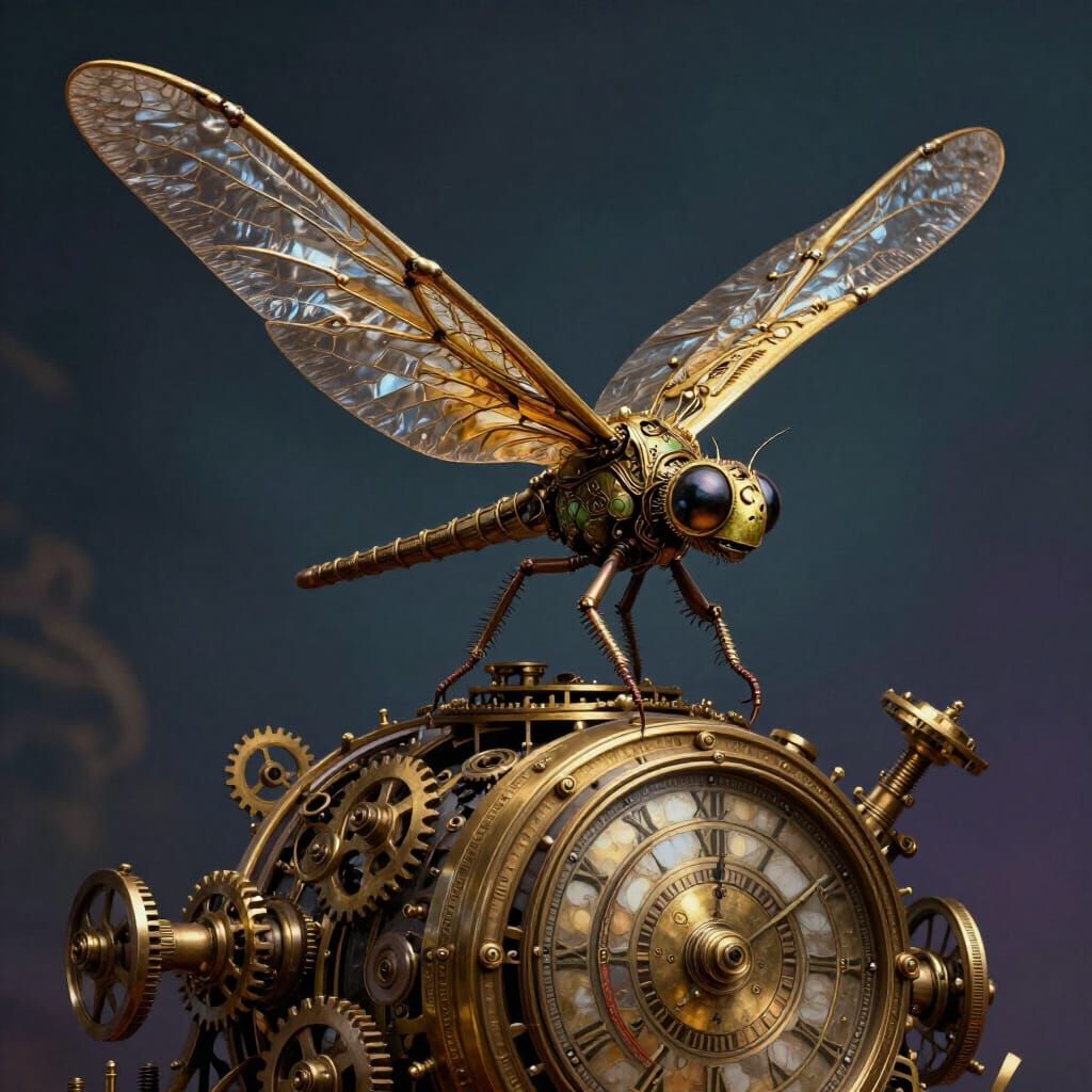 Steampunk Dragonfly Art: Intricate Gears and Brass Wings