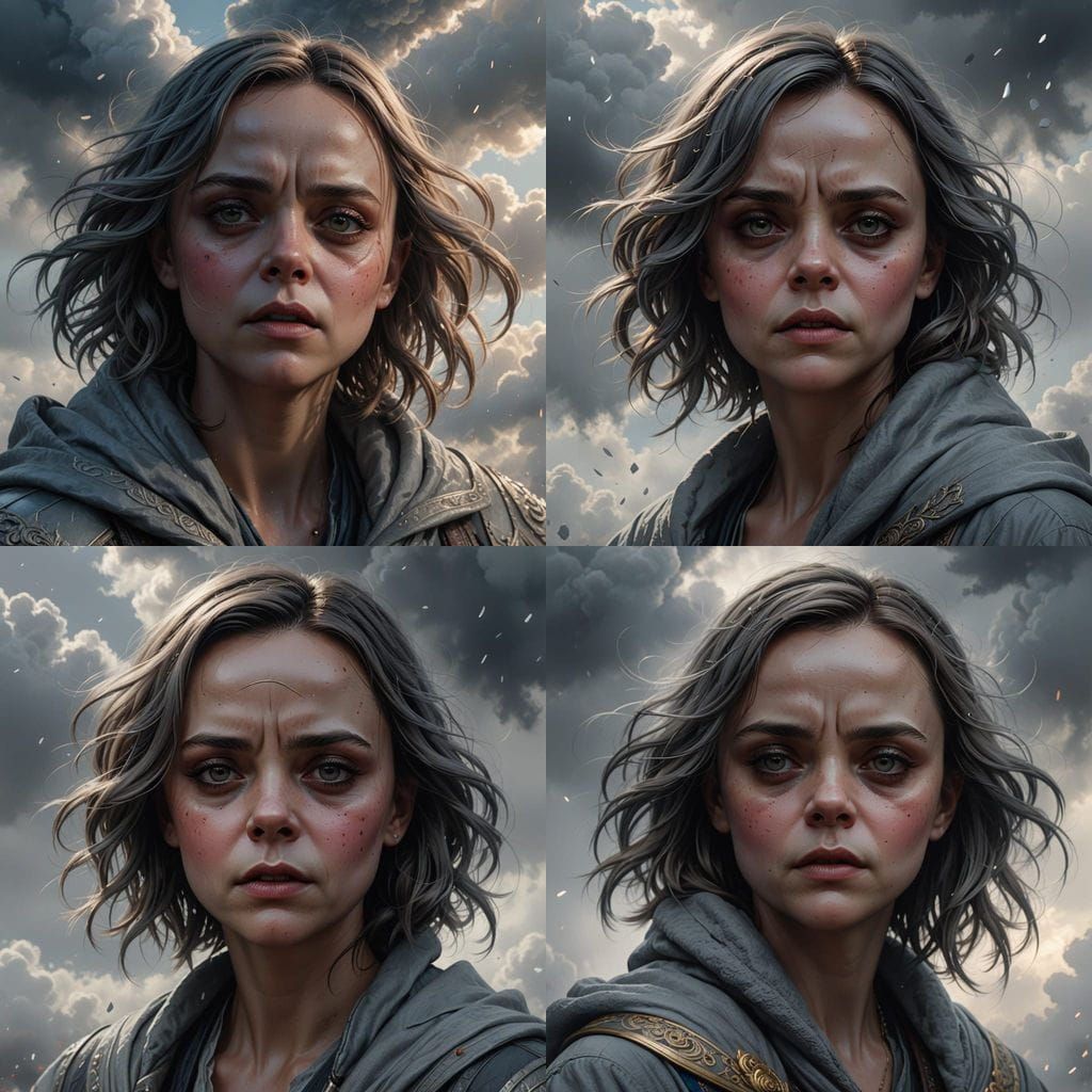 Christina Ricci Sneezing: Detailed Headshot Portrait