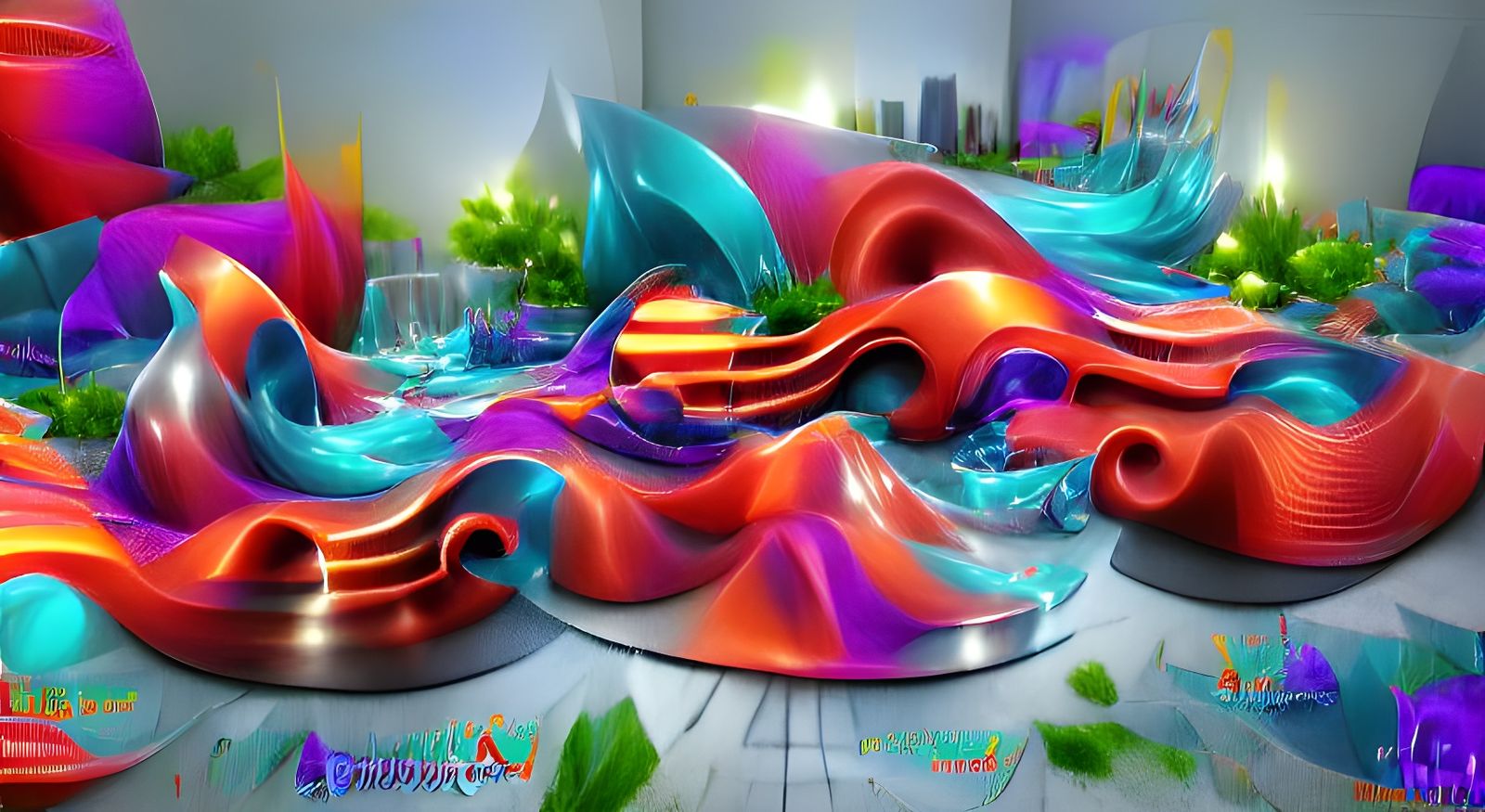 Vivid 3D Abstract Color Symphony in Wet Paint Style