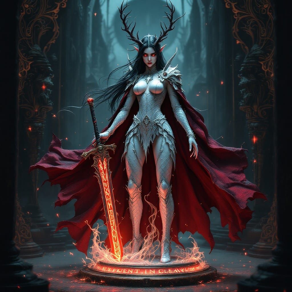 Majestic Goth Elf Toy Backdoor in Intricate Armor and Red Sp...