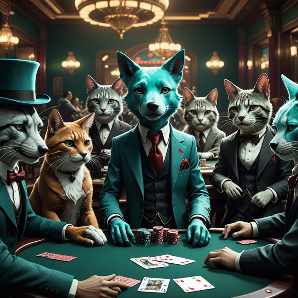 Gangster Animals Play Poker with Hatsune Miku