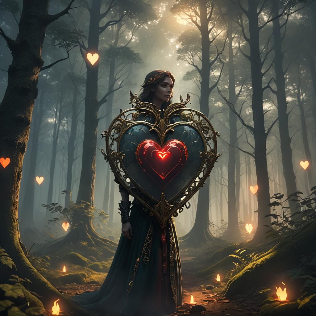 Ace of Hearts in Mystical Forest: Fantasy Art