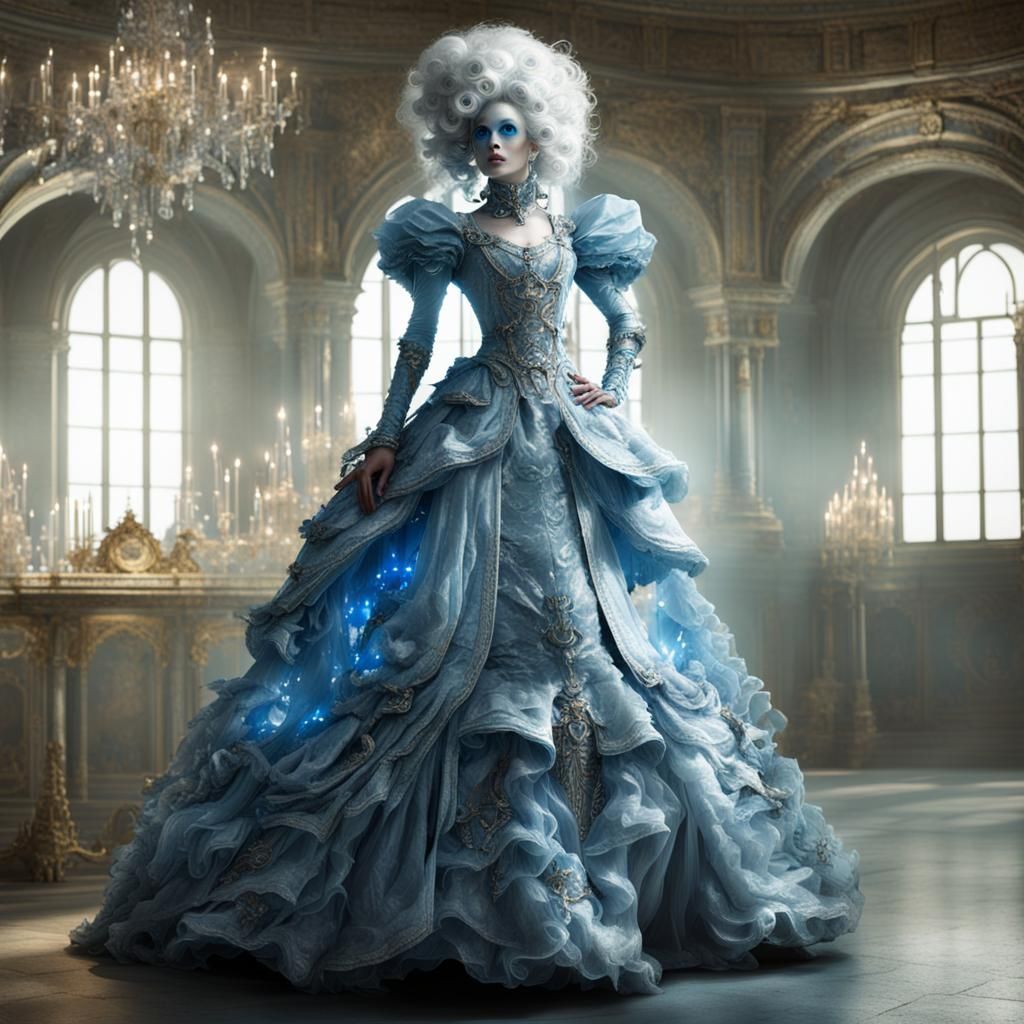 Futuristic Rococo Gown on Alien Woman