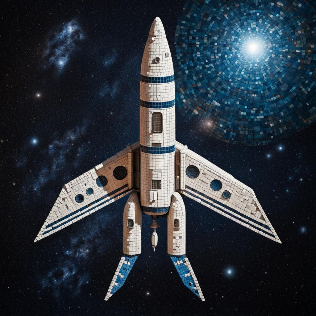 Spacecraft Mosaic in Ravenna Style, Sharp Focus