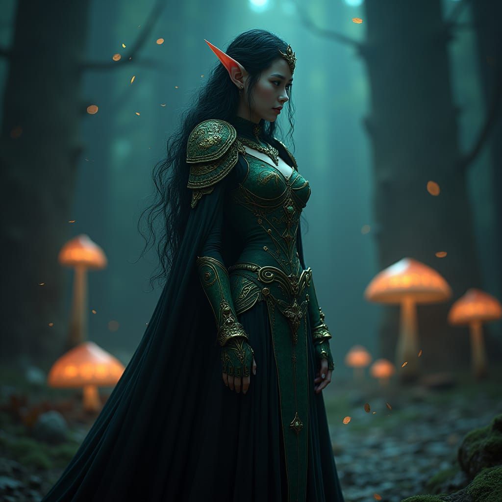 Majestic Elf in Mystical Realm, Hyper-Realistic Style