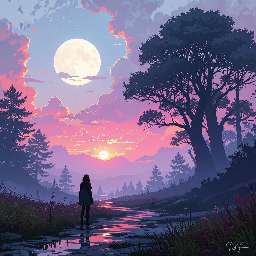 Dreamlike Vibrant Landscape with Ethereal Lighting