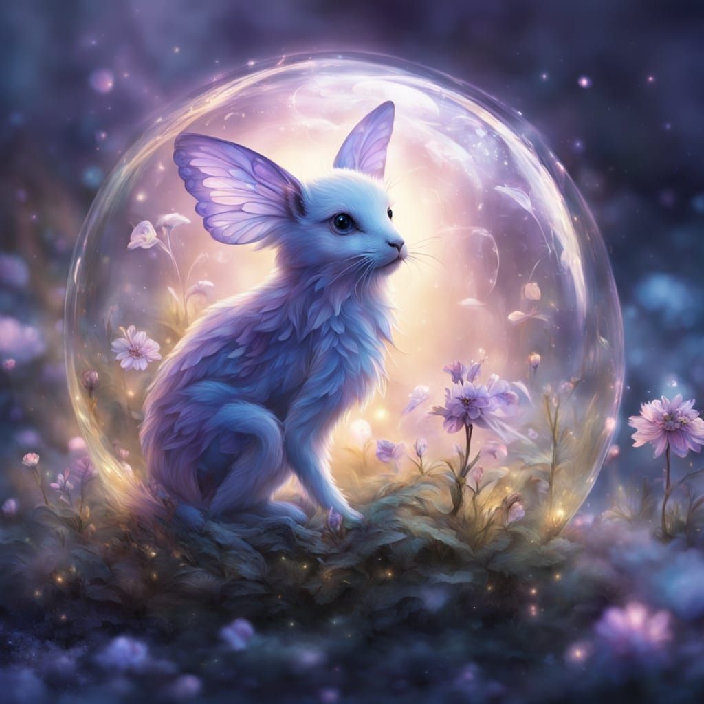 Glowing Fairy in Floating Bubble: Fantasy Concept Art