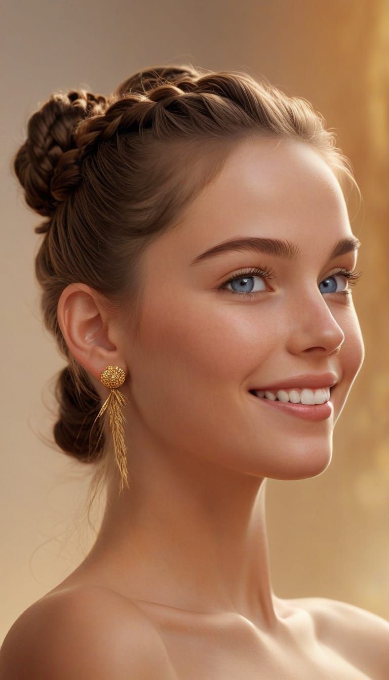 Brunette with Blue Eyes in Hyperrealistic Digital Art