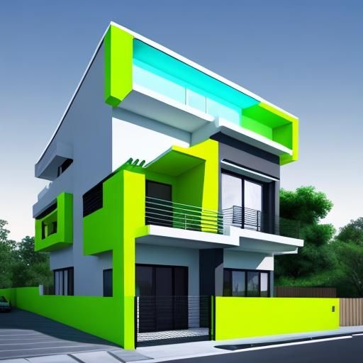Modern House in Fluorescent Colors
