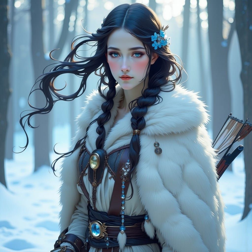Fierce Hunter in Winter Landscape