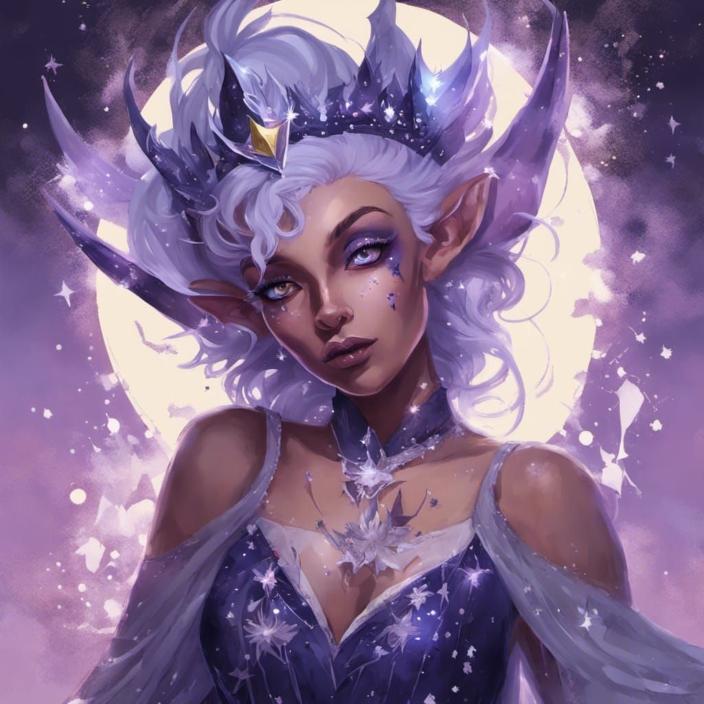 Moon Elf Queen in Colorful Graffiti Art Style