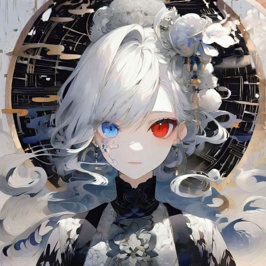 Anime Heterochromia Girl in Vibrant Dress