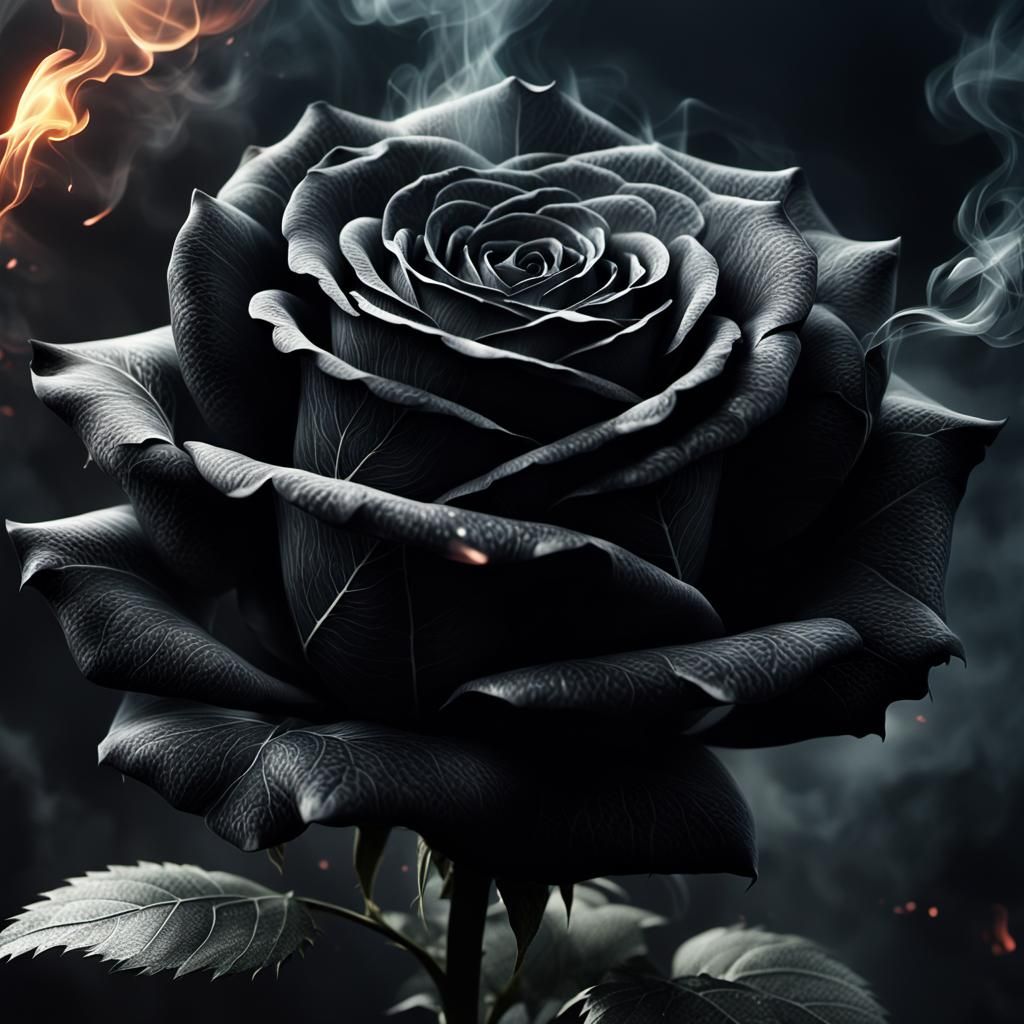 Smoking Black Rose: Dramatic Digital Painting