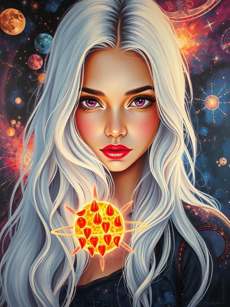 Fauvist Girl with Solar Atom in Galaxy War