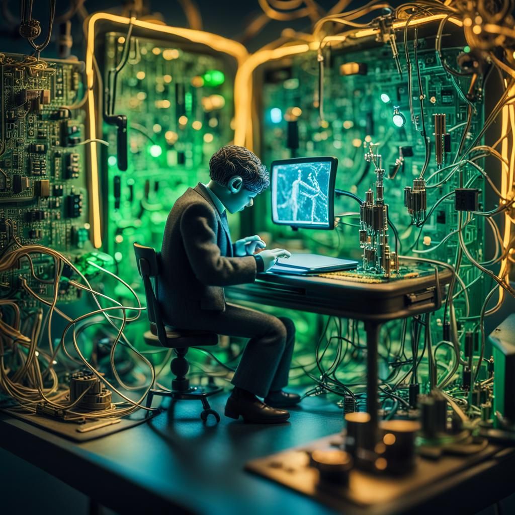 Tiny Man Inside Cellphone: Whimsical Surrealism