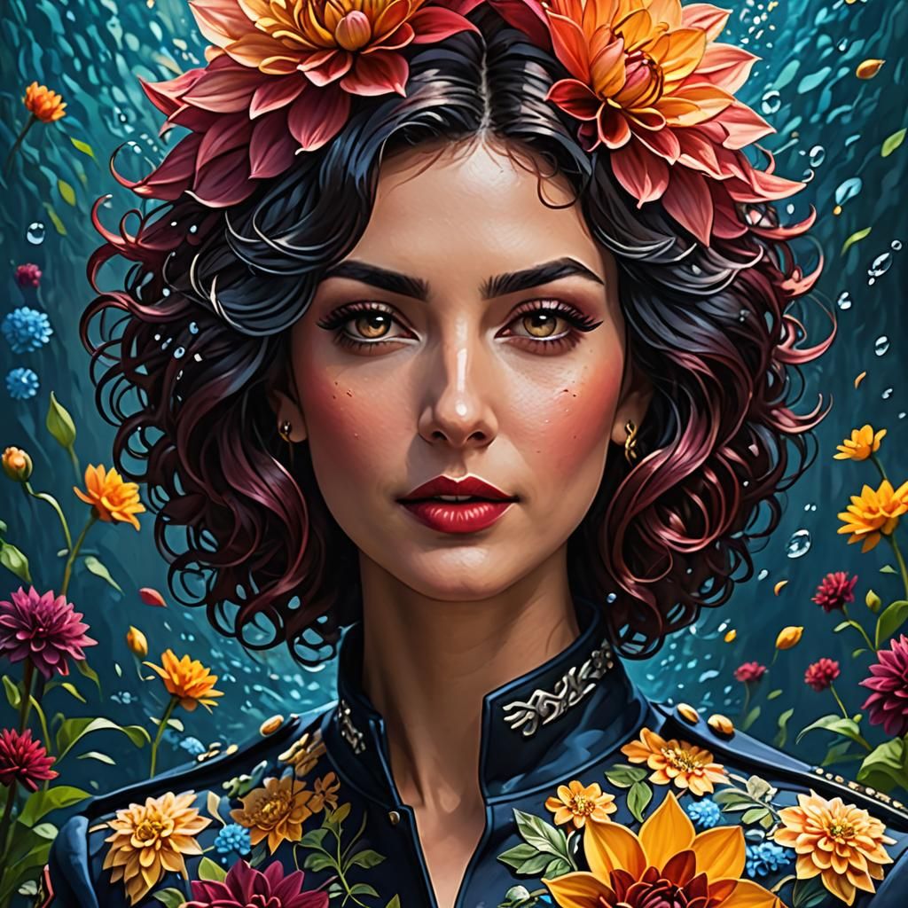 Stylized portrait of a Serene woman