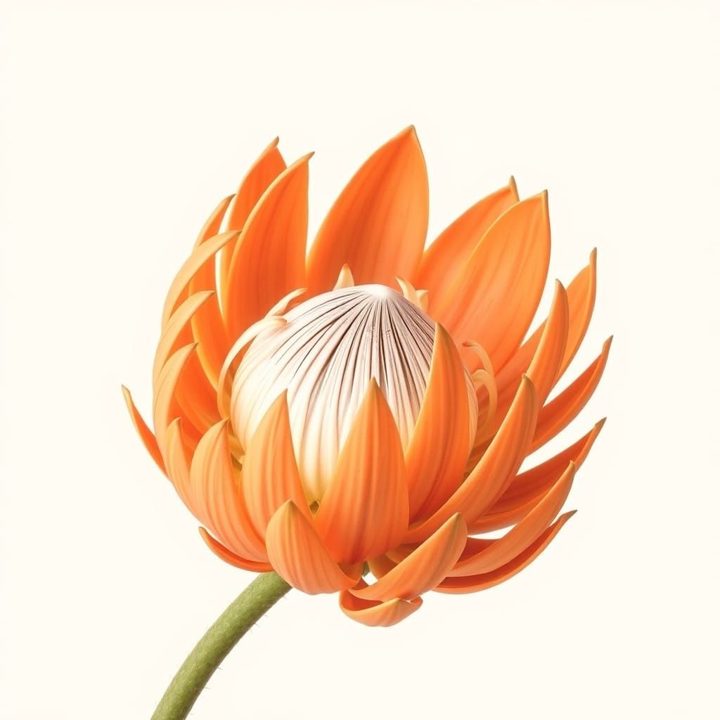 Majestic Orange King Protea Blooms in Isolation
