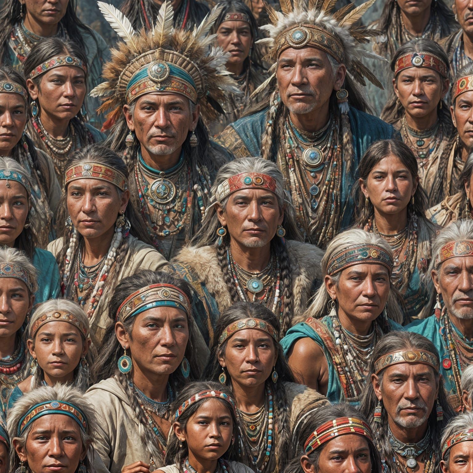 Native Elders Teaching Grandchildren: Detailed Concept Art