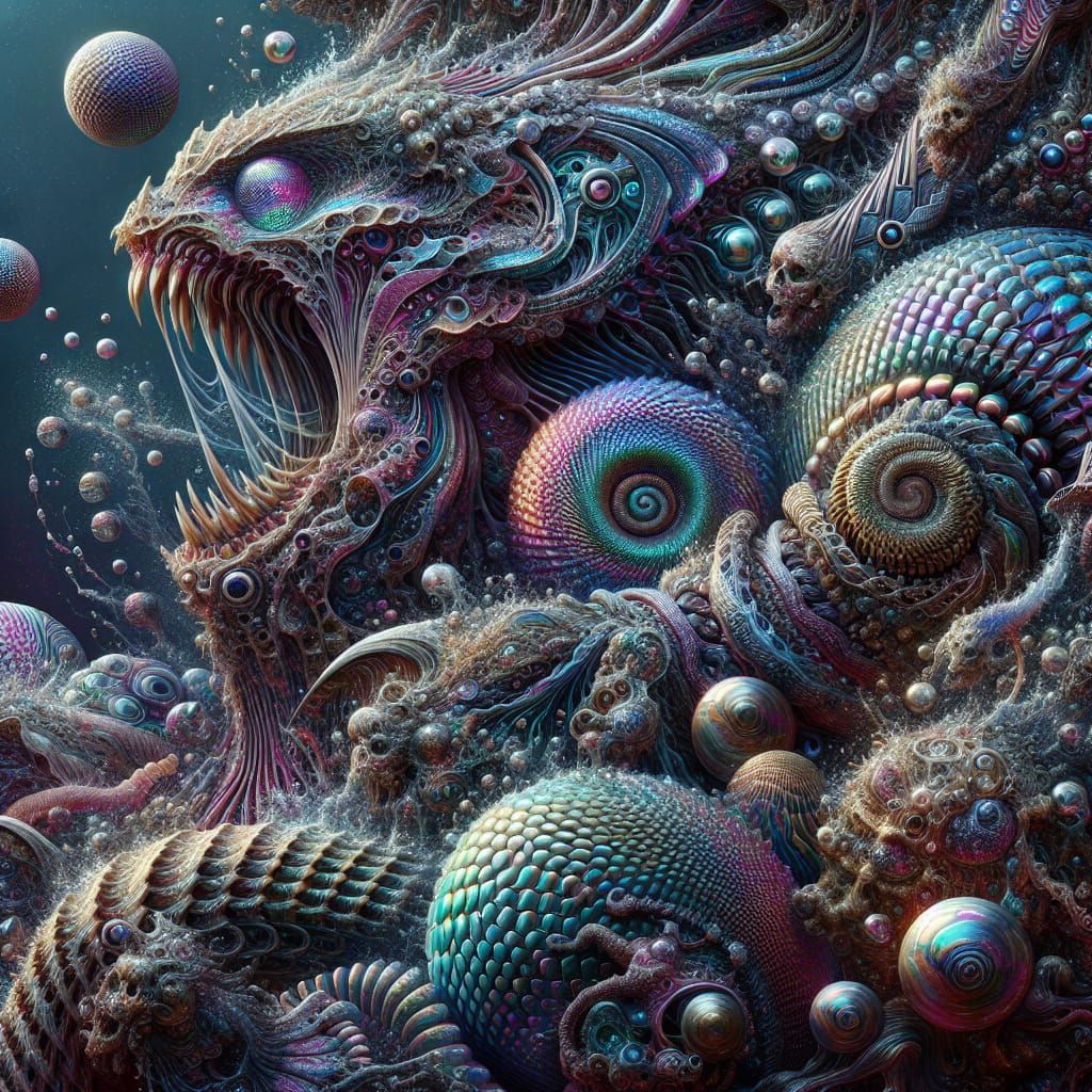 Cloaked in scales we swim and swim on