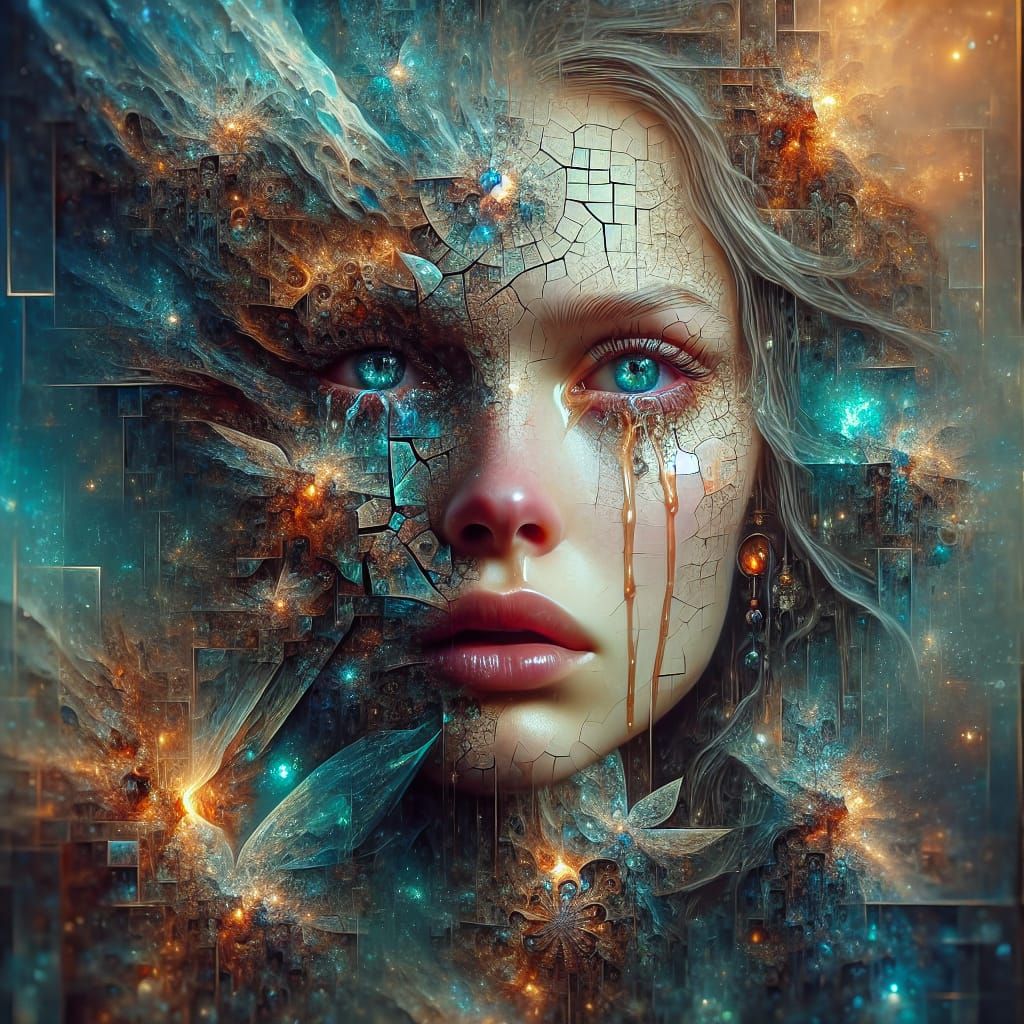 Shattered Woman Portrait with Double Exposure Effect