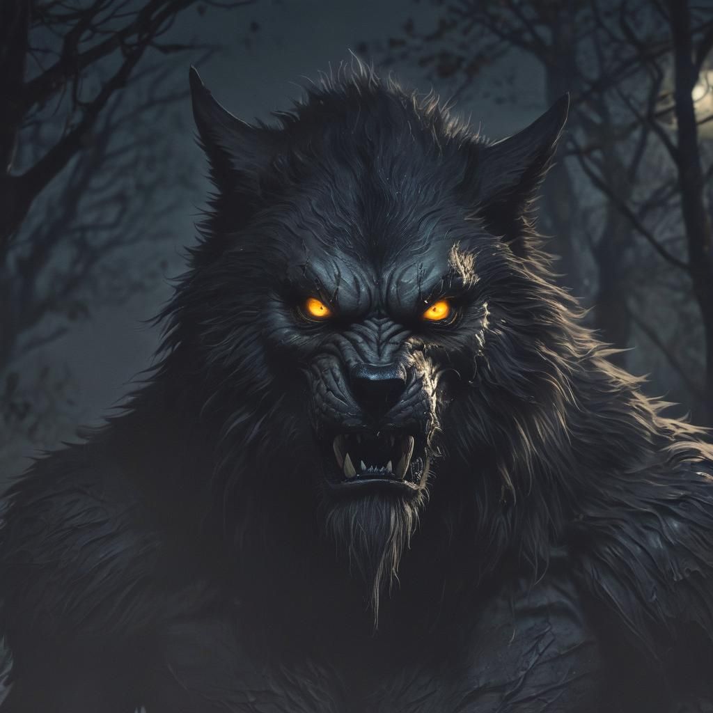 Werewolf Portrait in Dark Fantasy Illustration