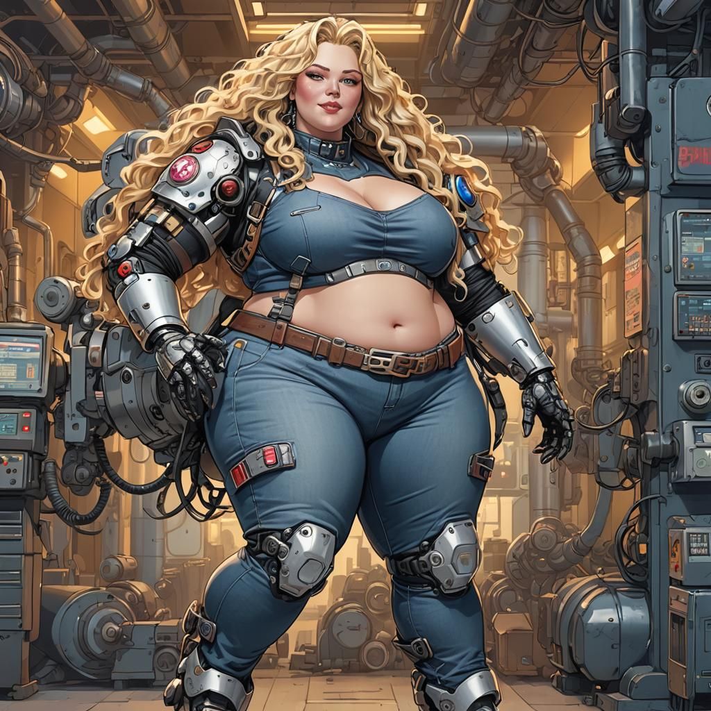 Plus-Size Female Cyborg Robot Banner