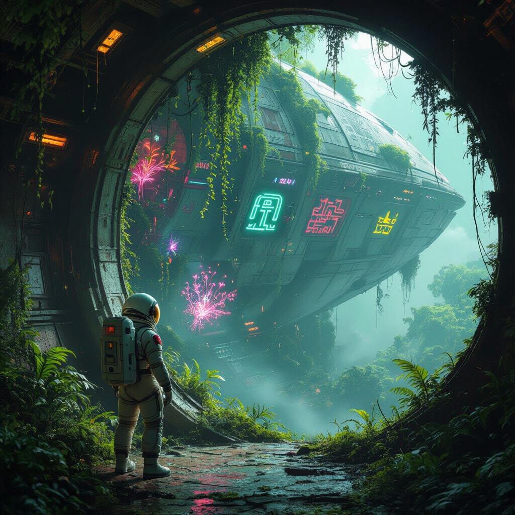 Astronaut Discovers Bioluminescent Jungle in Derelict Spaces...