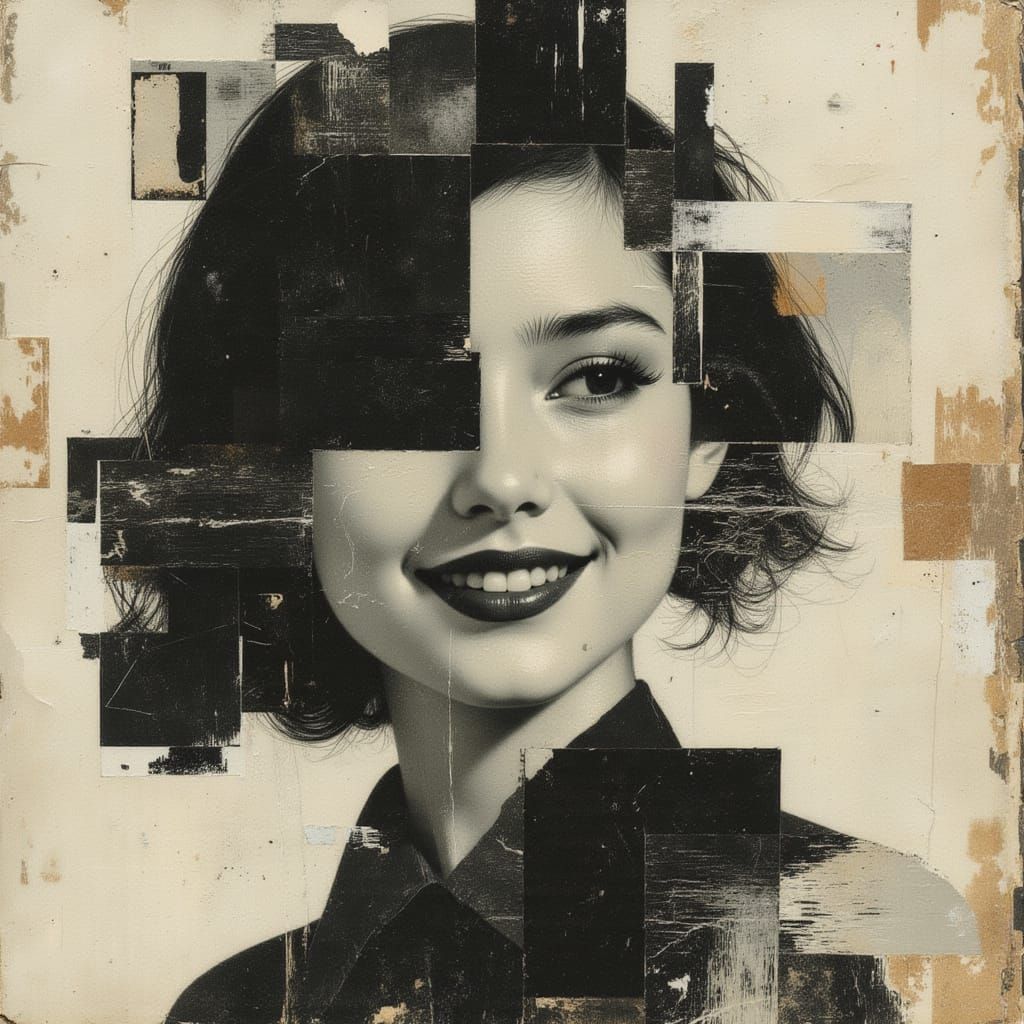 Surreal Glitch Portrait with Holographic Light