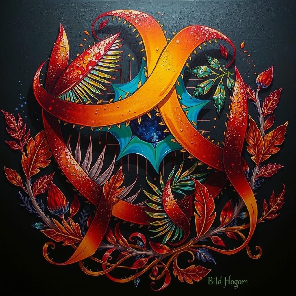 Abstract Botanical Crystal Optical Illusion Art