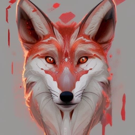 Albino Fox Portrait in Hyperdetailed Style