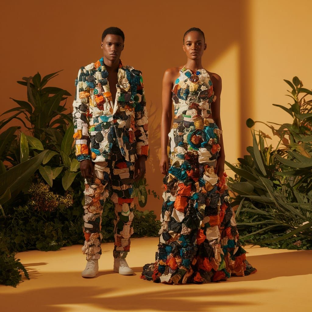 Sustainable Fashion: Recycled Garments in Studio Setting