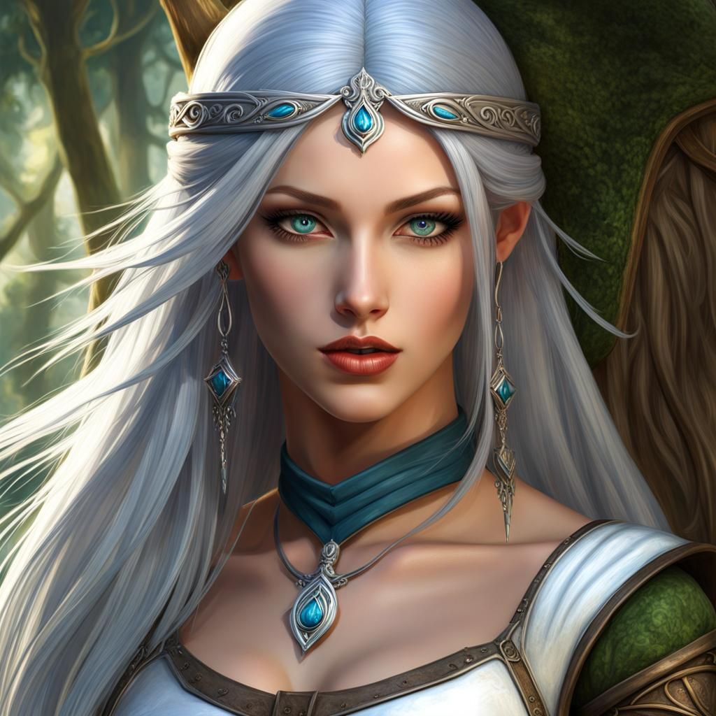 Whimsical Elf Minstrel Portrait in Art Nouveau Style